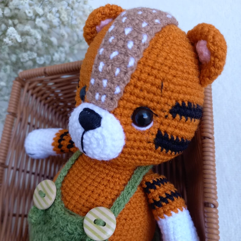 Handmade Crochet Tiger Amigurumi Toy – Soft Knit Plush for Baby Shower & Nursery Decor