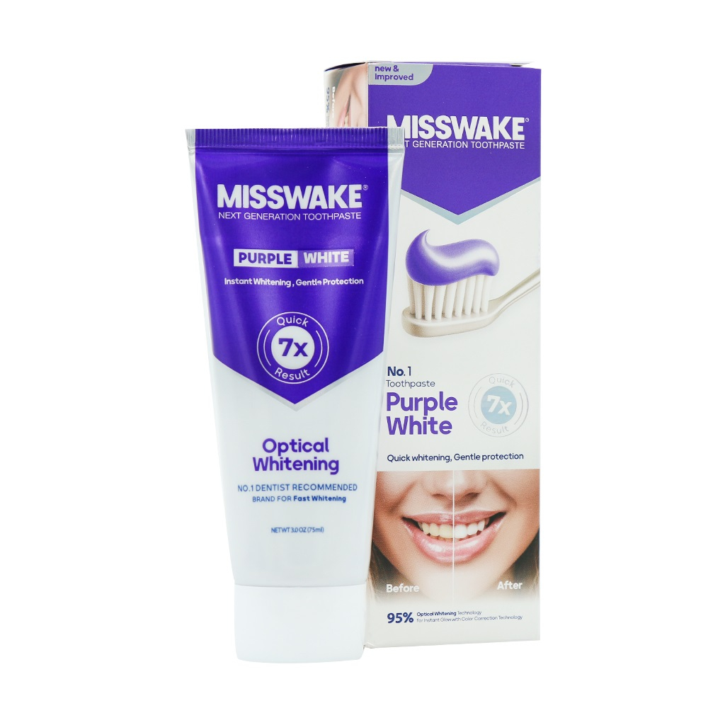 Misswake Anti-Yellowing Toothpaste No.01 – 75 ml, Color Correction & Enamel Care (3x)