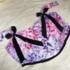 Purple-Womens-Crop-Corset-–-Crepe-Chiffon-Fabric-with-Lining-Adjustable-Back-Tie-Leaf-Motif